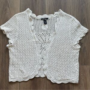 Crochet Cotton Cardigan Vest Sz L Whimsigoth Fairycore Y2K Cottagecore Festival